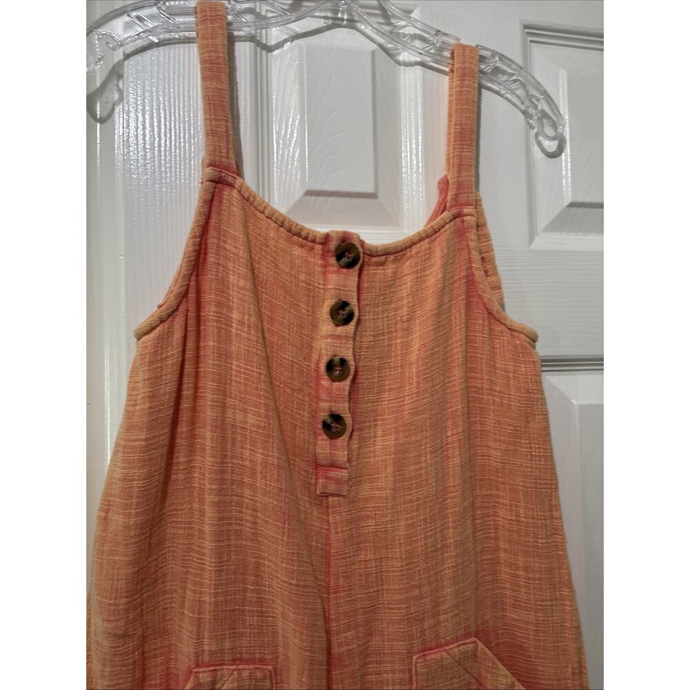 blue b Orange Overalls Romper Size Small Relaxed Adjustable Straps Jumpsuit - Picture 2 of 7
